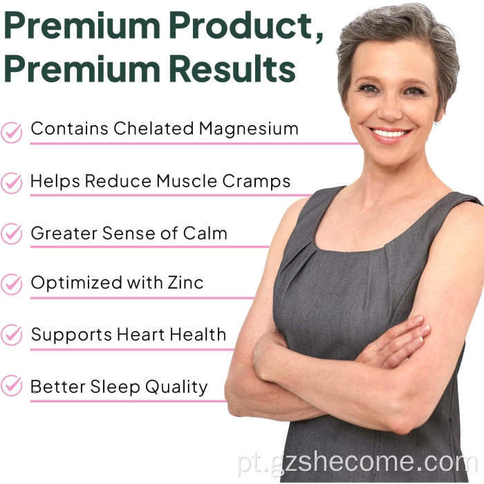 Cápsula de glicinato orgânico Magsium Support Health